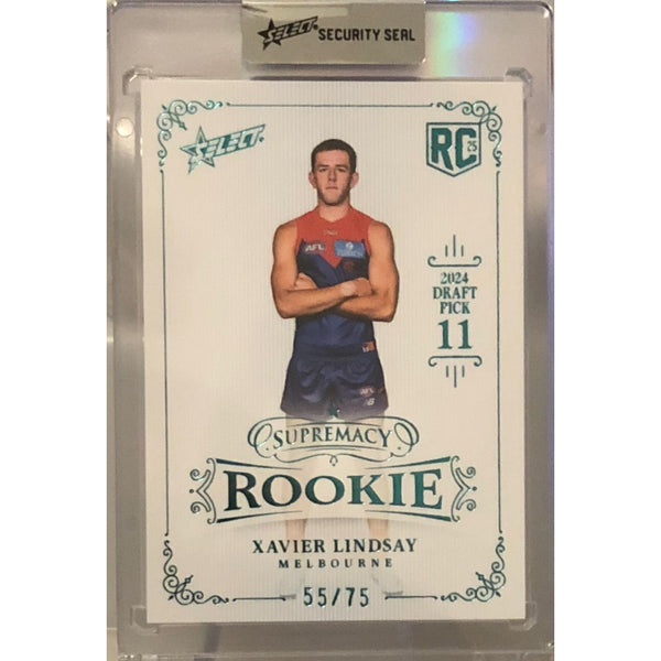 2025 AFL SUPREMACY ROOKIE Blue Xavier Lindsay Melbourne 55/75
