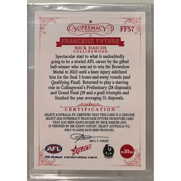 2024 SELECT AFL SUPREMACY Franchise Future Signature Nick Daicos 14/70 ...
