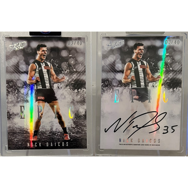 LOW Matching Pair 2025 AFL Select Epic Black NICK DAICOS + Signature 03/40