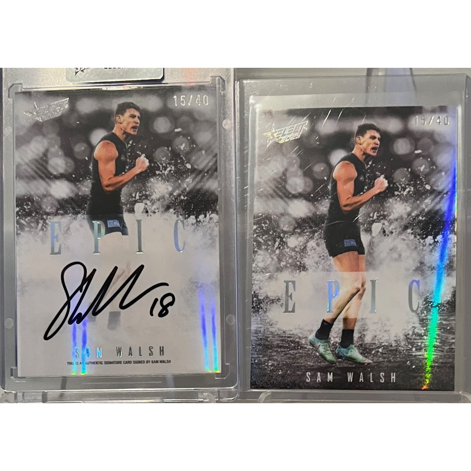 Matching Pair 2025 AFL Select Epic Black SAM WALSH + Signature Redempt ...