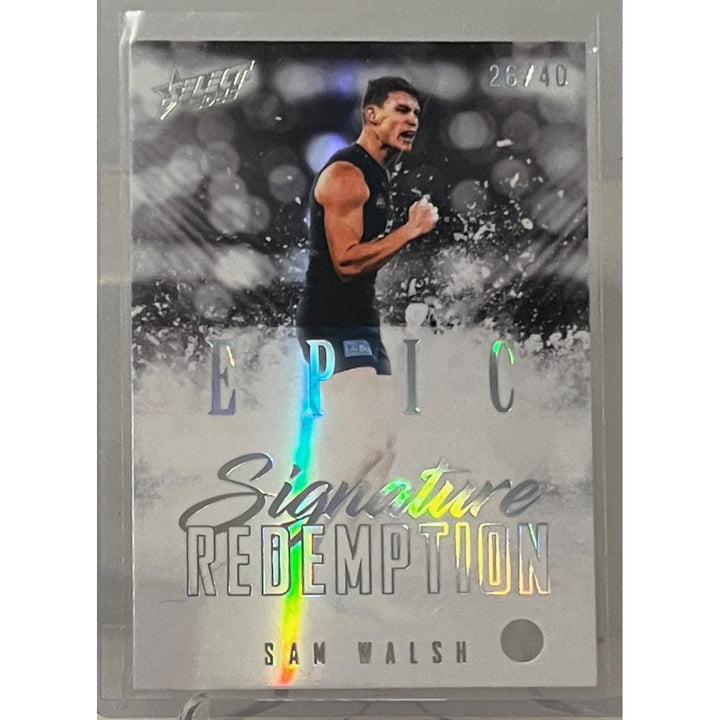 Matching Pair 2025 AFL Select Epic Black SAM WALSH + Signature Redempt ...