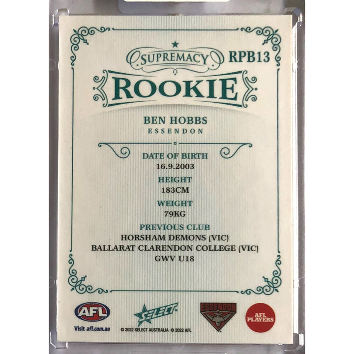 2022 AFL SUPREMACY ROOKIE Blue Ben Hobbs 49/75