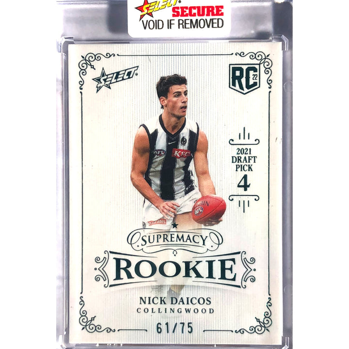 2022 AFL SUPREMACY ROOKIE Blue Nick Daicos COLLINGWOOD MAGPIES 61/75 RPB4