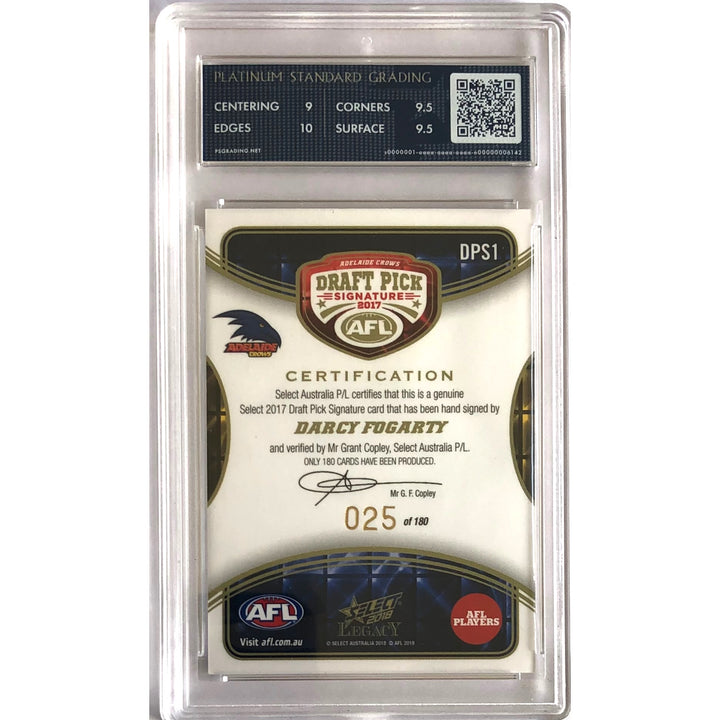 2018 SELECT AFL LEGACY Darcy Fogarty Draft Pick Signature 25/180 PSG 9.5 GEM MINT