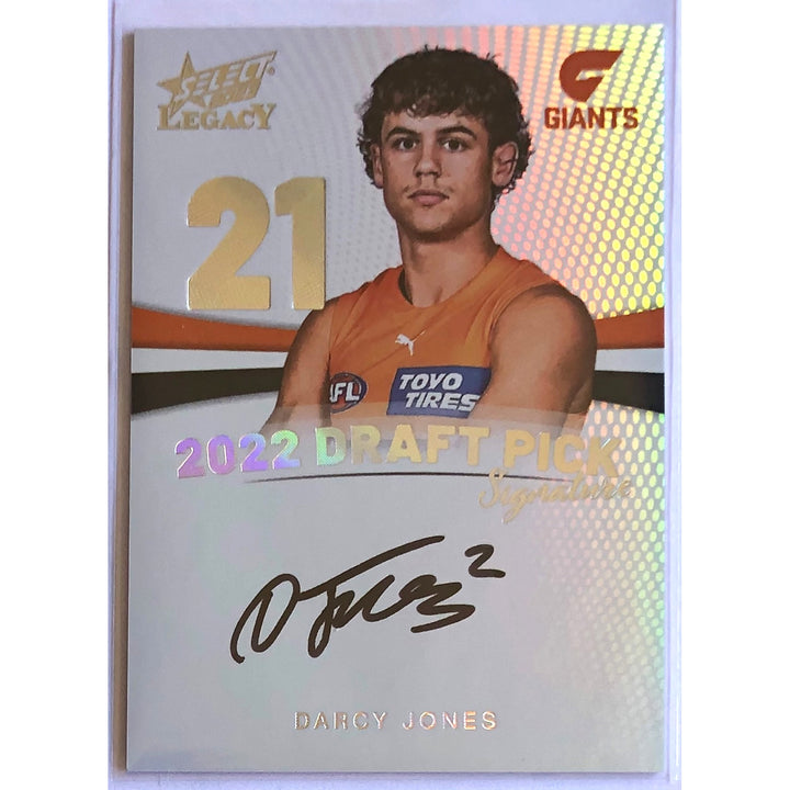 2023 SELECT AFL LEGACY Darcy Jones Platinum Draft Pick Signature 13/40