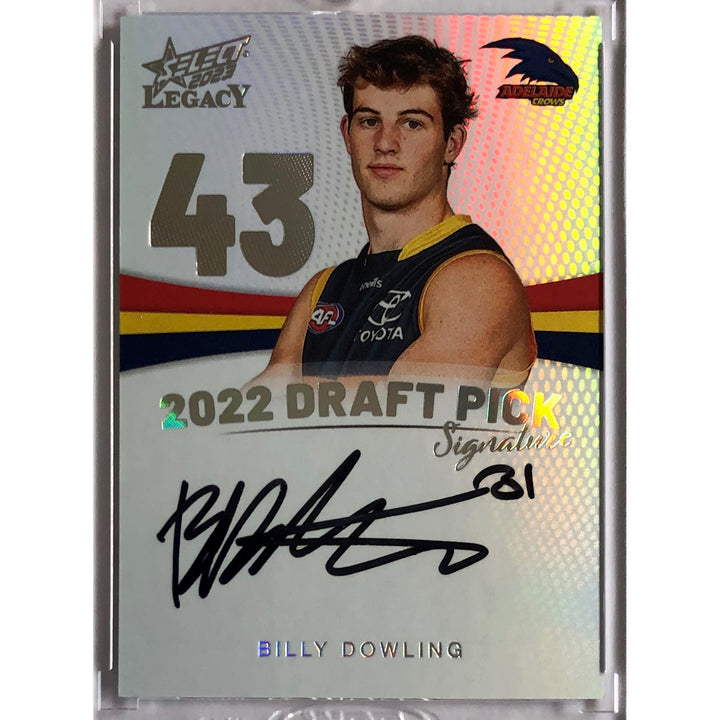 2023 SELECT AFL LEGACY Billy Dowling Platinum Draft Pick Signature 40/40