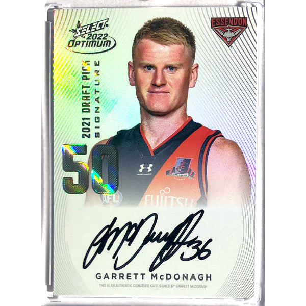 2022 SELECT AFL OPTIMUM Garrett McDonagh Platinum Draft Pick Signature DPS 13/40