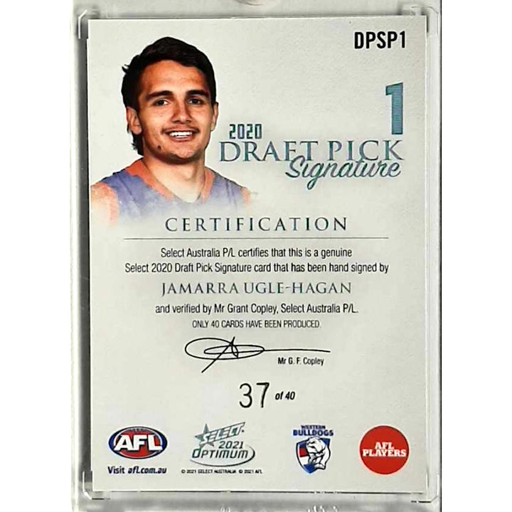 2021 AFL OPTIMUM Jamarra Ugle-Hagan Platinum Draft Pick Signature 37/40