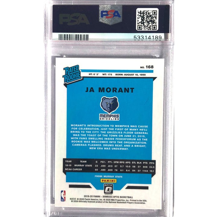 2019-20 PANINI DONRUSS OPTIC Ja Morant Rated Rookie RC NBA Basketball Card PSA 10
