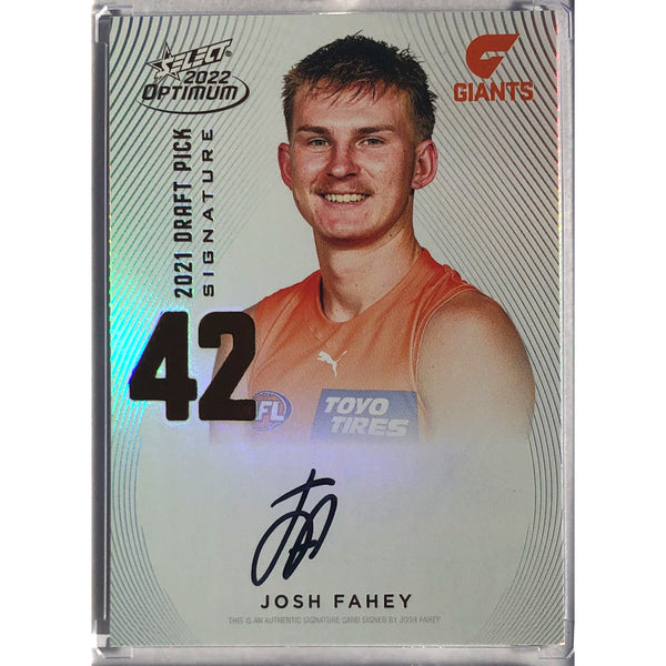 2022 SELECT AFL OPTIMUM Josh Fahey Copper Draft Pick Signature DPS 028/170