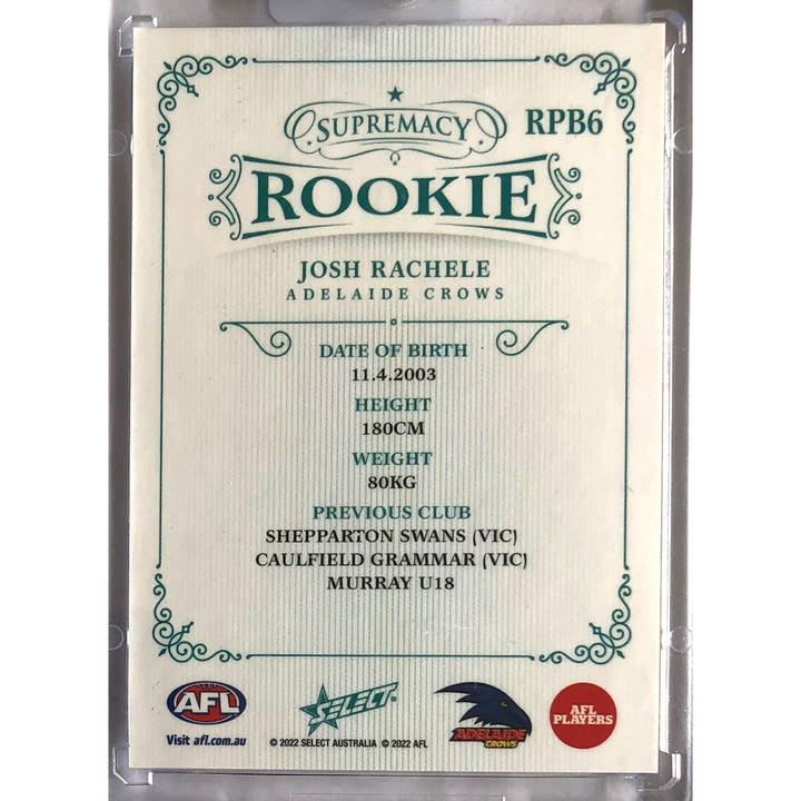 2022 AFL SUPREMACY ROOKIE Blue Josh Rachele 11/75