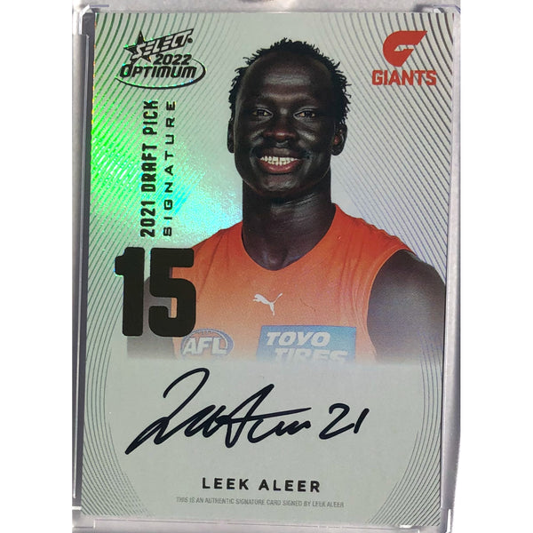 2022 SELECT AFL OPTIMUM Leek Aleer Gold Draft Pick Signature DPS 43/85