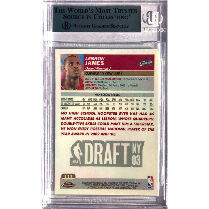2003-04 Topps Chrome Lebron James RC Rookie NBA Basketball card BGS 9