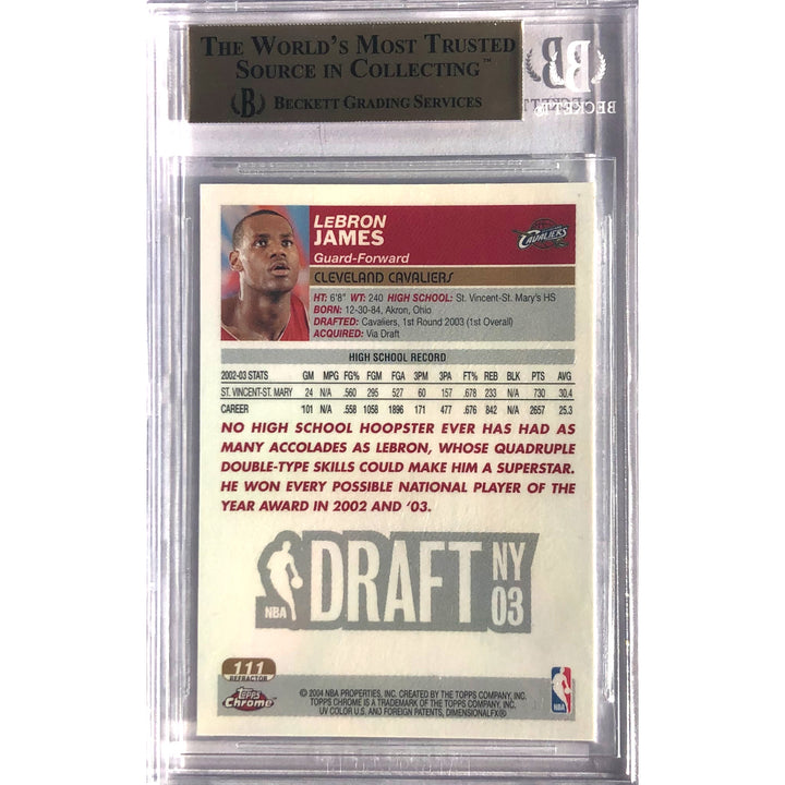 2003-04 TOPPS CHROME Lebron James RC Rookie Refractor NBA Basketball Card BGS 9.5