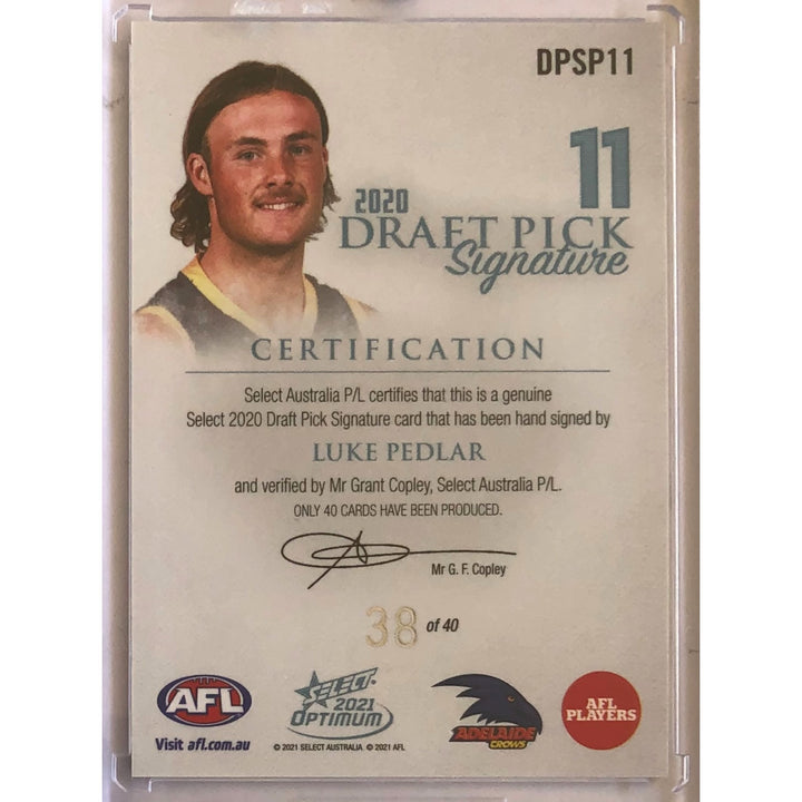 2021 AFL OPTIMUM Luke Pedlar Platinum Draft Pick Signature 38/40