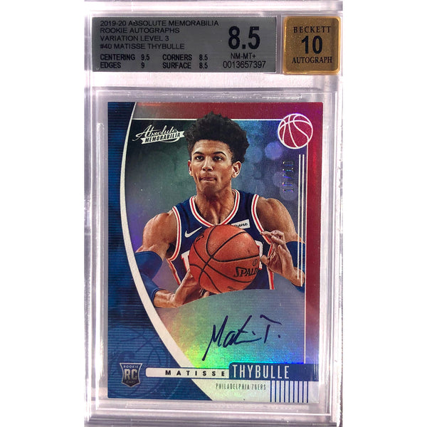 2019-20 ABSOLUTE MEMORABILIA ROOKIE AUTOGRAPHS Matisse Thybulle Level 3 RC NBA Basketball Card 10/10 BGS 8.5 AUTO 10
