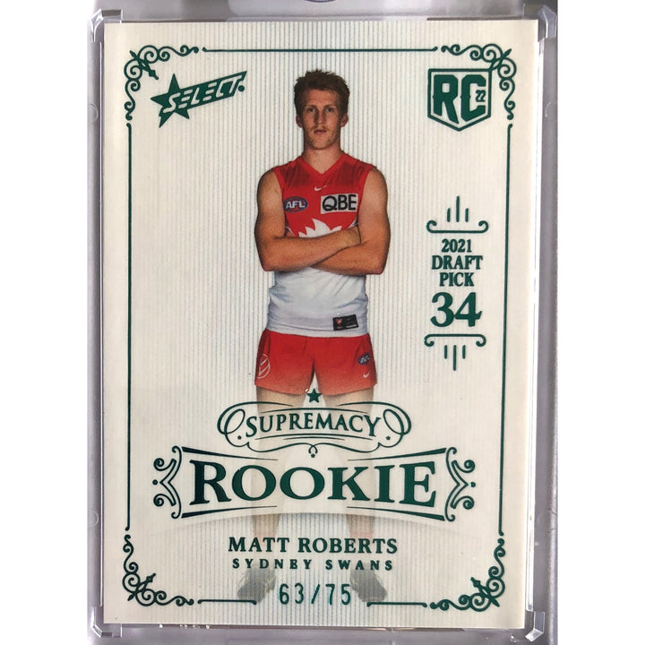 2022 AFL SUPREMACY ROOKIE Blue Matt Roberts 63/75