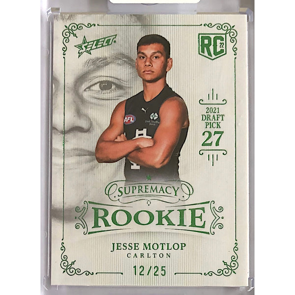 2022 AFL SUPREMACY ROOKIE Green Jesse Motlop 12/25