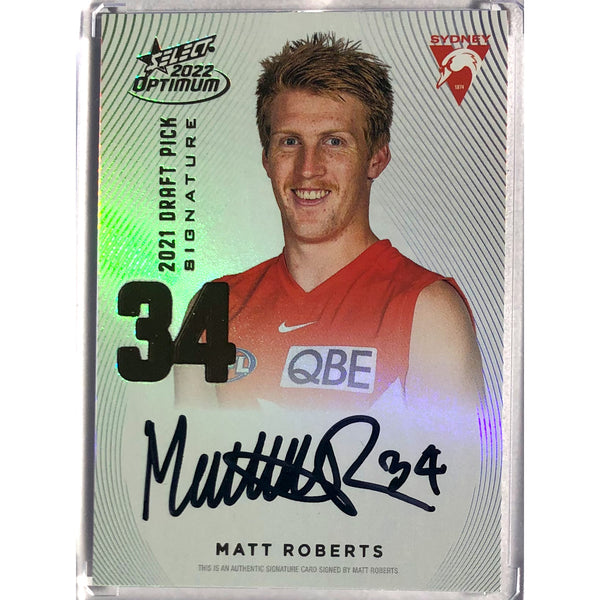 2022 SELECT AFL OPTIMUM Matt Roberts Gold Draft Pick Signature DPS 52/85