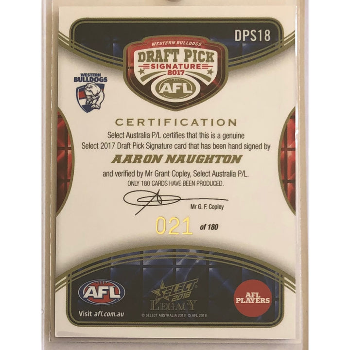 2018 SELECT AFL LEGACY Aaron Naughton Draft Pick Signature 021/180