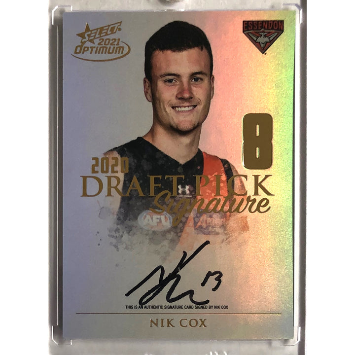 2021 SELECT AFL OPTIMUM Nik Cox Gold Draft Pick Signature 58/85