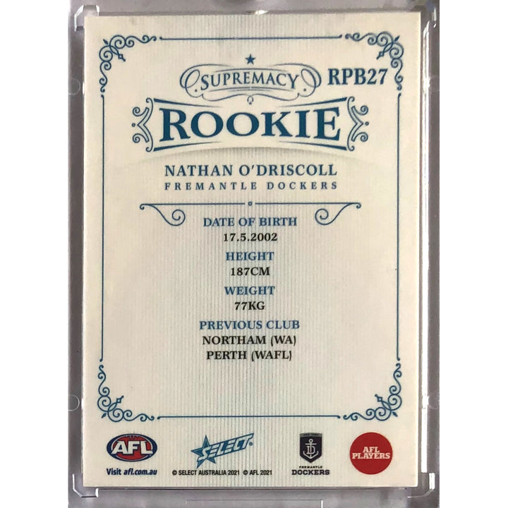 2021 AFL SUPREMACY ROOKIE Blue Nathan O'Driscoll 27/85