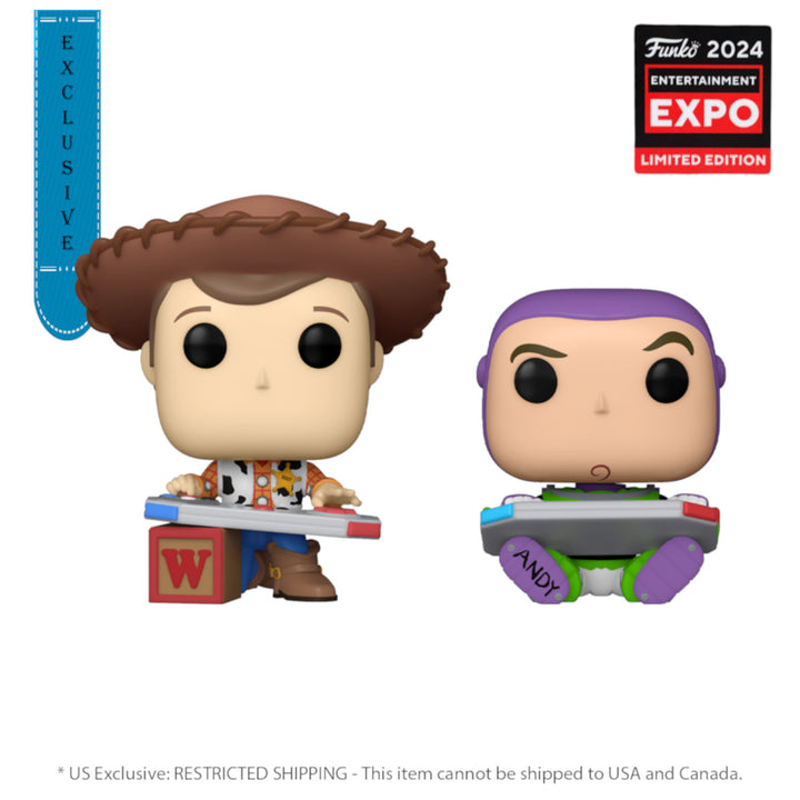 Toy Story Woody & Buzz Gaming C2E2 2024 Pop! Vinyl Funko 2 Pack Shared Exclusive