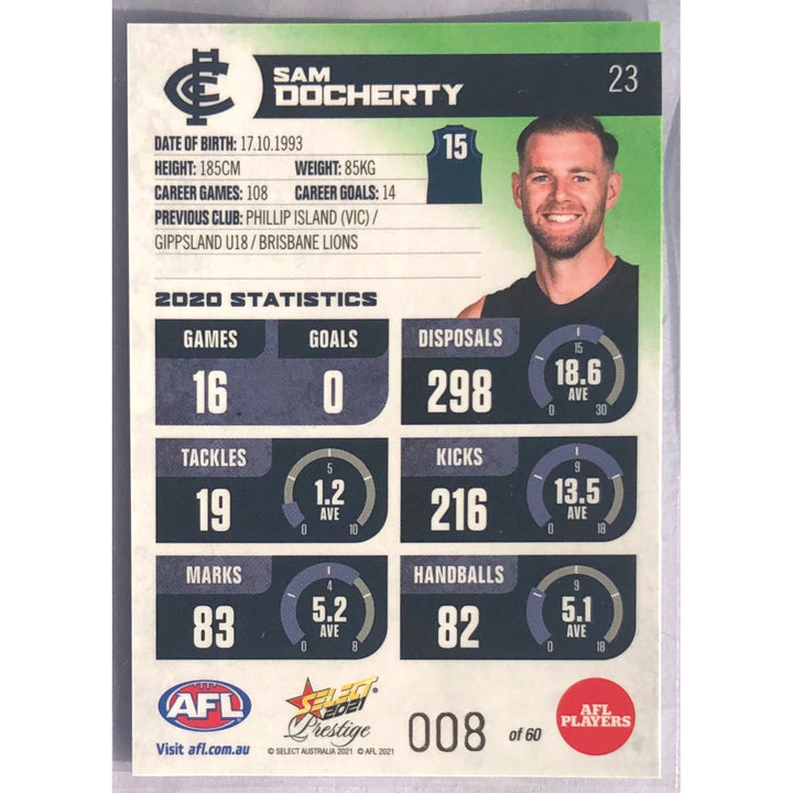 2021 SELECT AFL PRESTIGE Green Sam Docherty 008/60