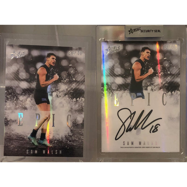 Matching Pair 2025 AFL Select Epic Black SAM WALSH + Signature Redemption 26/40