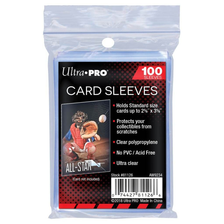 ULTRA PRO CARD SLEEVE  - 2-1/2" X 3-1/2" Soft Card Sleeves (PK100)