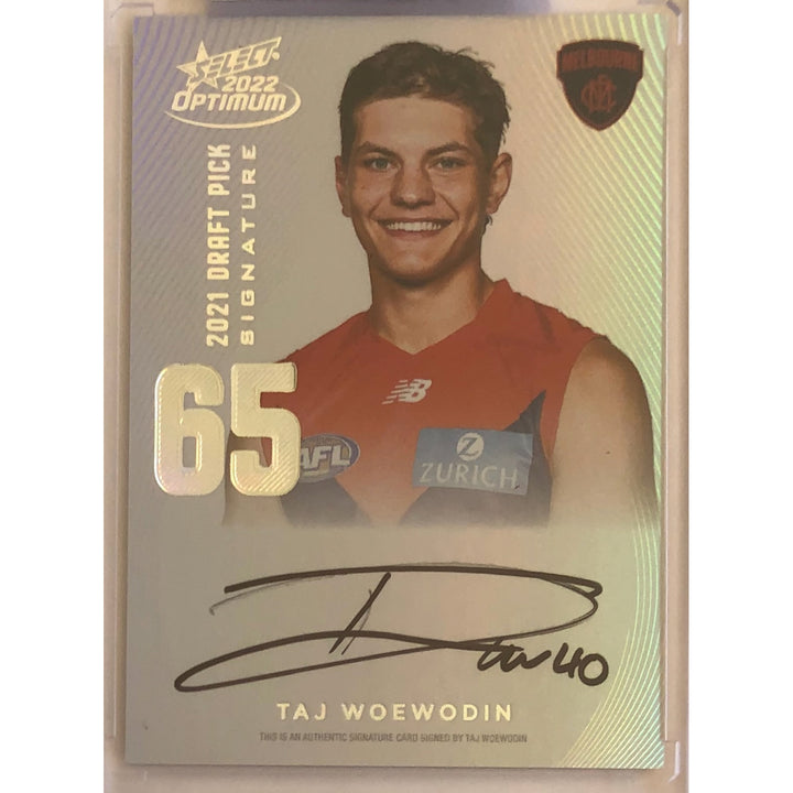 2022 SELECT AFL OPTIMUM Taj Woewodin Platinum Draft Pick Signature DPS 30/40