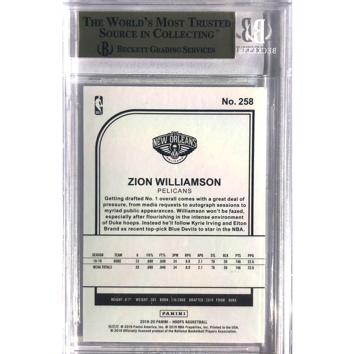 2019-20 PANINI HOOPS Zion Williamson RC NBA Basketball Rookie Card BGS 9.5