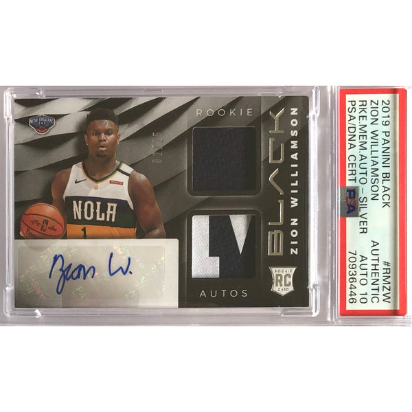 2019-20 PANINI BLACK Zion Williamson RC Memorabilia Siver Patch AUTO PSA RPA 02/25