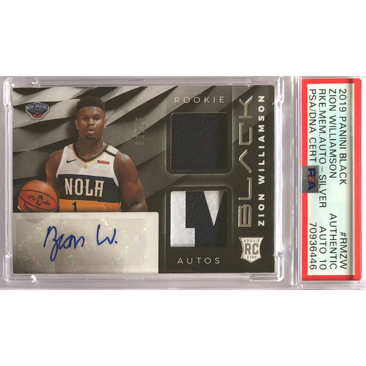 2019-20 PANINI BLACK Zion Williamson RC Memorabilia Siver Patch AUTO PSA RPA 02/25